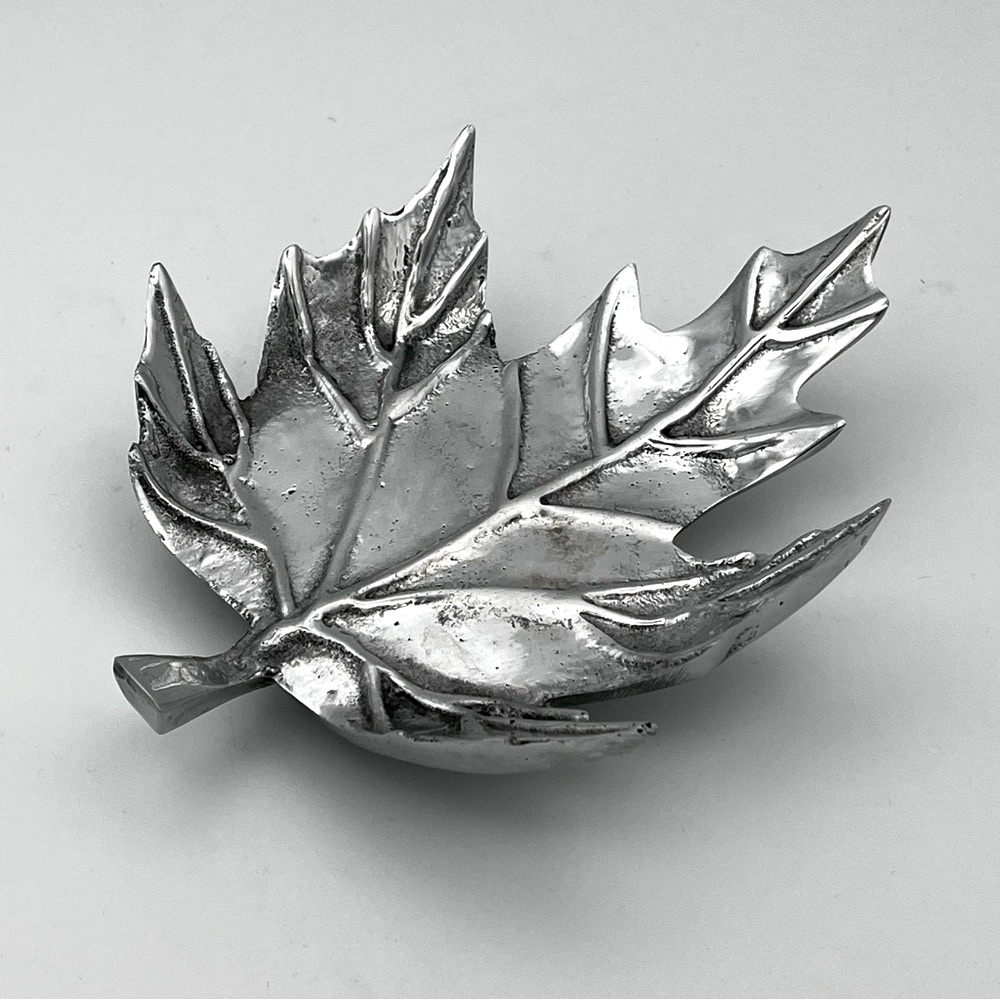 Silver Leaf-Shaped Decorative Dish
